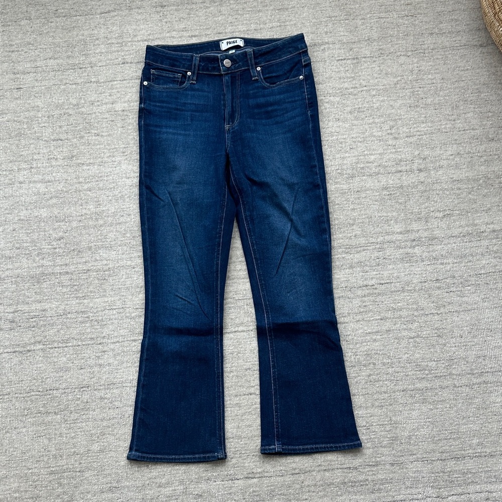 PAIGE Dark Indigo Colette Crop Flare Jeans
